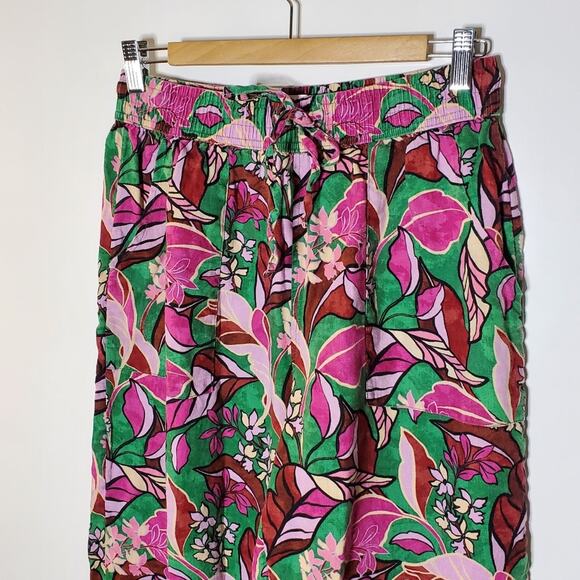 Cynthia Rowley 100% Linen Bright Colorful wide leg Pull on casual pants Size med - Picture 3 of 11